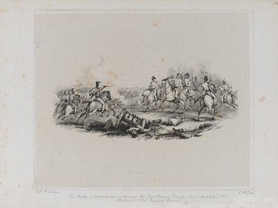 The Memorable Battle of Waterloo - The Duke of Wellington ordering the Last Grand Charge which completed the defeat of the French Army, engraving by Samuel Mitan, 1817 by George Jones